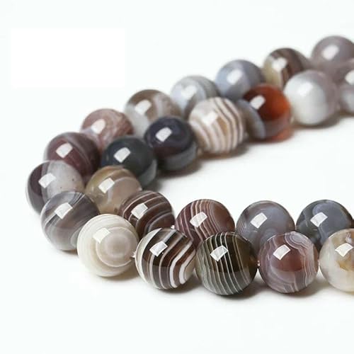 5A Qualität Naturstein Blaue Tigerauge Perlen Runde lose Perlen 6 8 10 12 mm für Schmuckherstellung DIY Charm-Armband 15"-Botswana Onyx-10mm 36 bis 38 Stück von TBSKUY