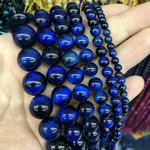 5A Qualität Naturstein Blaue Tigerauge Perlen Runde lose Perlen 6 8 10 12 mm für Schmuckherstellung DIY Charm-Armband 15"-Lapis Tigerauge-14,0 mm 27 bis 28 Stück von TBSKUY