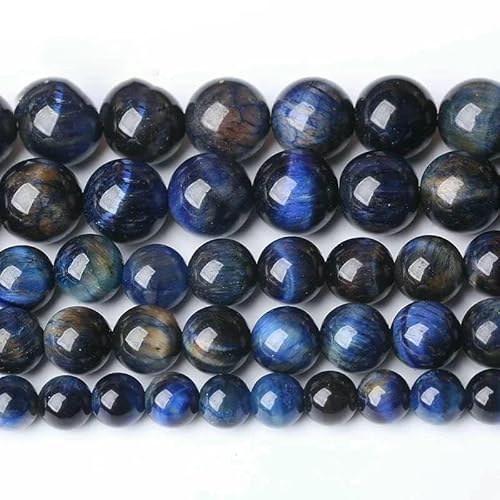 5A Qualität Naturstein Blaue Tigerauge Perlen Runde lose Perlen 6 8 10 12 mm für Schmuckherstellung DIY Charm-Armband 15"-Lapisblaues Tigerauge-10 mm 36 bis 38 Stück von TBSKUY