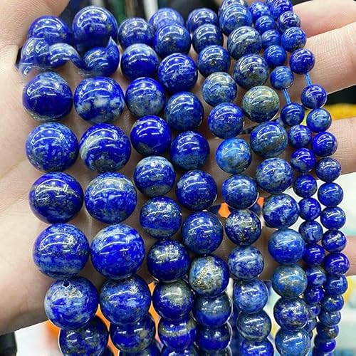 5A Qualität Naturstein Blaue Tigerauge Perlen Runde lose Perlen 6 8 10 12 mm für Schmuckherstellung DIY Charm-Armband 15"-Lapislazuli-10 mm 36 bis 38 Stück von TBSKUY