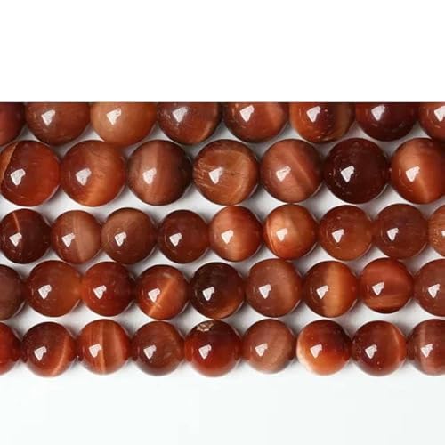 5A Qualität Naturstein Blaue Tigerauge Perlen Runde lose Perlen 6 8 10 12 mm für Schmuckherstellung DIY Charm-Armband 15"-Orange Tigerauge-10 mm 36 bis 38 Stück von TBSKUY