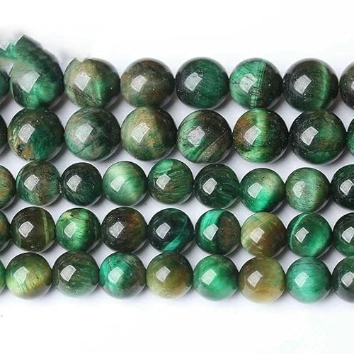 5A Qualität Naturstein Blaue Tigerauge Perlen Runde lose Perlen 6 8 10 12 mm für die Schmuckherstellung DIY Charm-Armband 15"-Grünes Tigerauge_a-6 mm 59 bis 63 Stück von TBSKUY