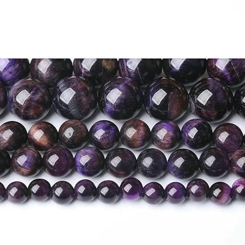 5A Qualität Naturstein Blaue Tigerauge Perlen Runde lose Perlen 6 8 10 12 mm für die Schmuckherstellung DIY Charm-Armband 15"-Lila Tigerauge_a-14,0 mm 27 bis 28 Stück von TBSKUY