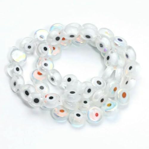 6/8/10 mm AB-farbige Kristall-Lampwork-Perlen, flache, runde glasierte Glasperlen zur Schmuckherstellung, Armband- und Halskettenzubehör, transparent, 6 mm, 61 Stück von TBSKUY