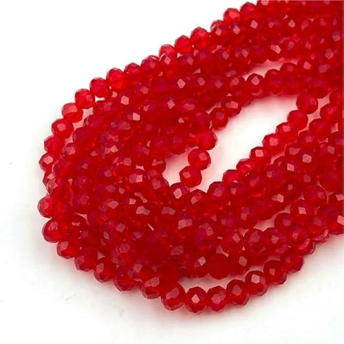 Bunte 2/3/4/6/8 mm Rondelle Österreichische facettierte Kristallglasperlen Lose Abstandsperlen zur Schmuckherstellung DIY-Zubehör-rot-8 mm von TBSKUY