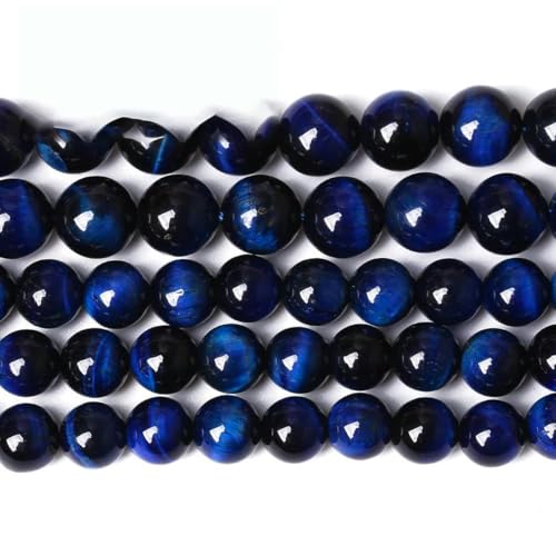 Naturstein, blaue Tigerauge-Achatperlen, runde lose Perlen, 15 Zoll, 4 6 8 10 12 14 mm, wählbare Größe zur Schmuckherstellung, Lapis-Tigerauge, 12 mm, 32 Stück Perlen von TBSKUY