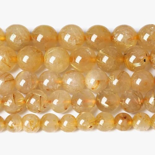 Naturstein-Perlen, blaue Tigerauge, rund, lose Perlen, 6 8 10 12 mm, zur Schmuckherstellung, DIY-Charm-Armband, 15 Zoll, Großhandel, Gold Rutilated, 12 mm, 31 bis 32 Stück von TBSKUY