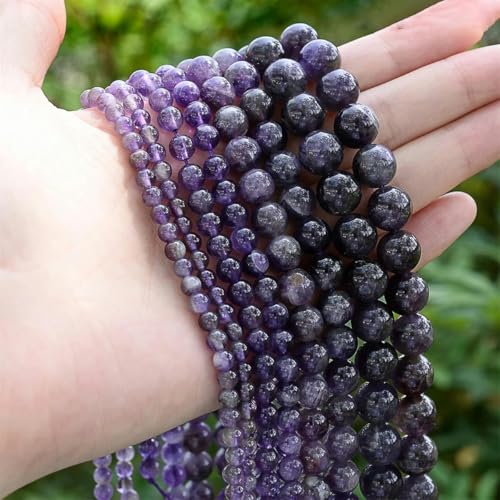 Natursteinperlen, Katzenaugen-Achat, Lapislazuli, Hämatit, Lava, Turmaline, Jaspis, Perlen für DIY-Schmuckarmband, 4 6 8 10 mm, 15 Zoll, Amethyststein 1–10 mm, 35 bis 37 Stück von TBSKUY