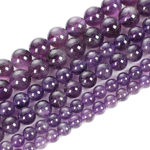 Natursteinperlen, Tigerauge, Turmalin, Amazonit, Achate, Jaspis, Rosenquarzperlen zur Schmuckherstellung, DIY-Armbandzubehör, Amethyst-Achat, 12 mm, ca. 30 Stück von TBSKUY