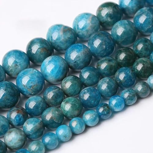 Natursteinperlen, blaue Tigerauge-Perlen, runde lose Perlen, 6 8 10 12 mm, zur Schmuckherstellung, DIY-Charm-Armband, 15 Zoll, Großhandel, Apatit, 12 mm, 31 bis 32 Stück von TBSKUY