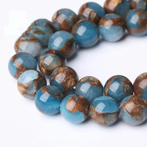 Natursteinperlen, blaue Tigerauge-Perlen, runde lose Perlen, 6 8 10 12 mm, zur Schmuckherstellung, DIY-Charm-Armband, 15 Zoll, Großhandels-Cloisonne-12 mm, 31 bis 32 Stück von TBSKUY