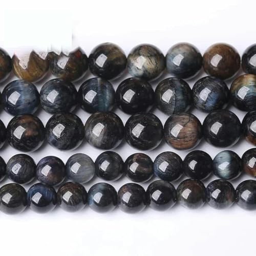 Natursteinperlen aus blauem Tigerauge, rund, lose Perlen, 6 8 10 12 mm, zur Schmuckherstellung, DIY-Charm-Armband, 15 Zoll, Großhandels-Dunkelblaues Tigerauge_a-10 mm, 36 bis 38 Stück von TBSKUY