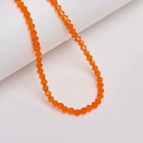 Strang 4,0 mm Glas-Doppelkegel-Kristall, tschechische Rocailles-Perlen, DIY-Zubehör, lose Perlen zur Schmuckherstellung, ca. 80–90 Stück, Großhandels-Orange von TBSKUY