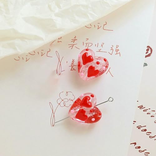 Stück Lampwork-Glasperlen Valentinstag Herz Rote Punkte Abstandsperlen Für DIY Schmuckherstellung Halskette Damen Beschläge 20mmx19mm-Rot1 von TBSKUY