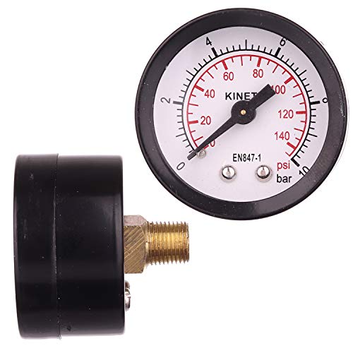 Professioneller 1/8 Zoll 140 PSI 0-10Bar 40mm Kompressor Druckluft-Manometer Messgerät Doppelskala von TC TECHNIC