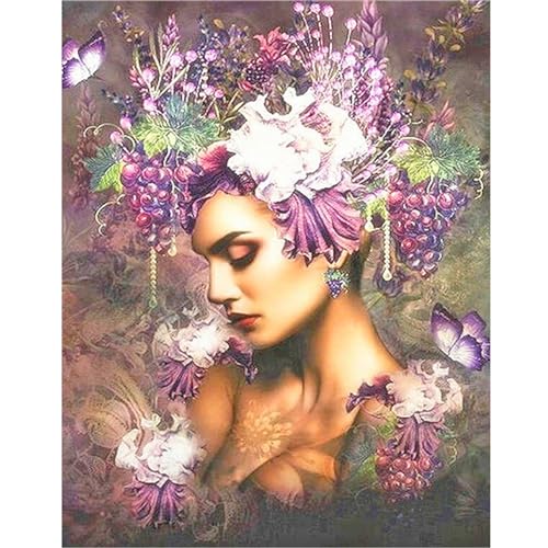 TDFERAN 40 x 50 cm 5D Diamond Painting Trauben Feefür für Erwachsene, DIY Diamant Malerei Quadratisch, Puzzle Diamond Damen Sexy für Kinder, Basteln, Malen & Handarbeiten von TDFERAN