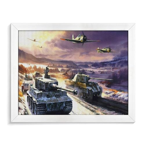 ,Panzer und Flugzeuge,DIY 5D Diamond Painting Set by Number, a Full Set of Painting Tools, Crystal Rhinestone Cross Stitch Decoration30x40cm/11.81x15.74 von TDXYz