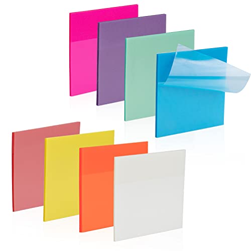 400 Blätter Transparente Haftnotizen,8 Packungen Selbstklebendes und Wiederbeschreibbar Clear Sticky Notes Set,8 Farben Wasserdicht Haftnotizen, Klebezettel Papier für Schule,Studenten,Büro,Hause(400) von TECDW