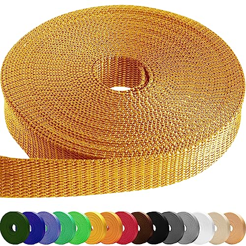 TECEUM 2,5 cm Gurtband – Gold – 22,5 m – 2,5 cm Gurtband zum Klettern im Freien drinnen Basteln DIY nw von TECEUM