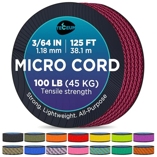 TECEUM Micro Paracord - Kastanienbraun - 1,18 mm x 38,1 m - Micro Utility Cord - dünnes geflochtenes Paracord-Seil Nylon Polyester - Windspiel-Ersatz - Survival Strong String 019с von TECEUM