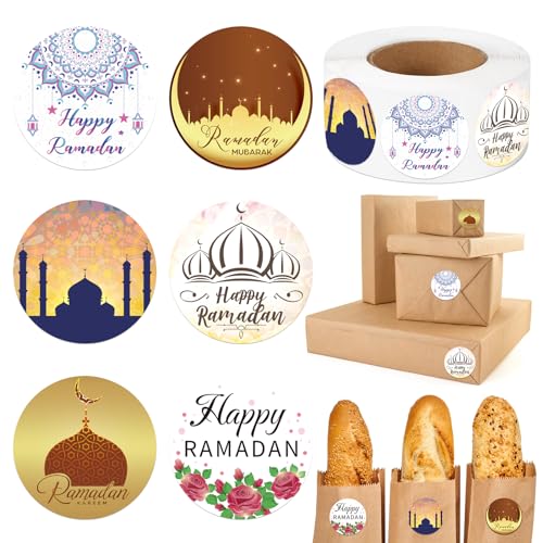 TECHEEL 600 Stück Ramadan Sticker Eid Mubarak Aufkleber Sticker Ramadan Aufkleber Eid Mubarak Sticker Ramadan Geschenkaufkleber für Muslim Islam Ramadan Geschenkboxen Deko von TECHEEL