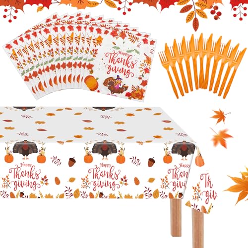 TECHEEL Servietten Herbst 20 Servietten Herbstmotiv Herbst Servietten 137*274cm Herbst Tischläufer Herbst Tischdeko Kürbis Thanksgiving Deko für Herbstdeko Herbstparty Thanksgiving Party Deko Zubehör von TECHEEL