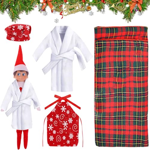 TECHEEL Weihnachtself Zubehör Wichtel Kleidung Weihnachtenelfen Puppen Wichtel Kleidung Miniatur Weihnachten Elfkleidung Puppen Kleidung Weihnacht Geschenk für Kinder Elfenpuppe Mini Kostüm Zubehör von TECHEEL