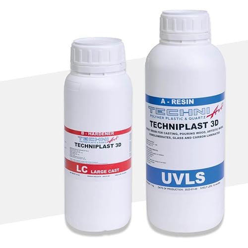 TECHNIPLAST 3D UVLS & LC – Hochleistungs Epoxidharz, UV Beständig, Epoxy Resin Kristallklare Oberfläche (Set mit 2 Komponenten) von TECHNIArt POLYMER PLASTIC & QUARTZ