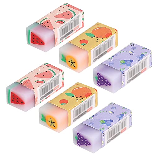 Radiergummi für Kinder 6pcs Radiergummis mit Obstmuster Duftgummis Tier Radiergummi Mini Radiergummi Für Jungen Mädchen Fun Radiergummi Kinder Schreibwaren Kids Party Taschen Schulbedarf von TECHPLUS