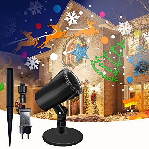 Led Projektor Weihnachten, Projektor Weihnachten Aussen, IP44 wasserdichter Christmas Projector für Weinachtsdekorationen von TECHSHARE