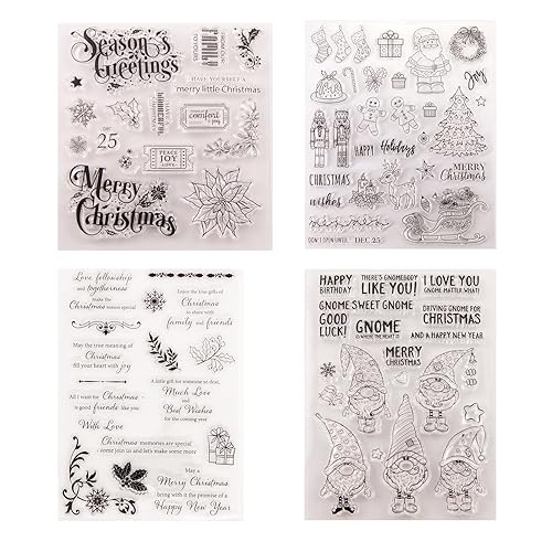 TECKI 4 Blätter Silikonstempel Set - Silikon Stempel Weihnachten, Stempel Clear, Segensaussage Gießform, DIY Scrapbooking Karte der Frohen Weihnachten Brief Beschriften von TECKI