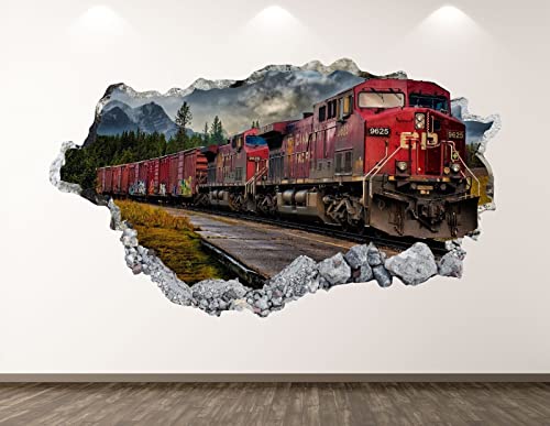 Wandtattoo Rissig DIY Fototapete Alte Eisenbahn Wandtattoo Art Deco 3D Lokomotive Aufkleber Kinderzimmer Aufkleber BL42-60x90CM von TECKI