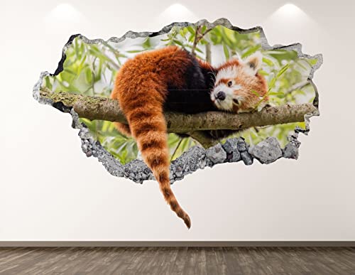 Wandtattoo Rissig DIY Fototapete Roter Panda Wandtattoo Kunst Dekoration 3D Smash Tier Poster Kinderzimmer Aufkleber BL258-70x100CM von TECKI