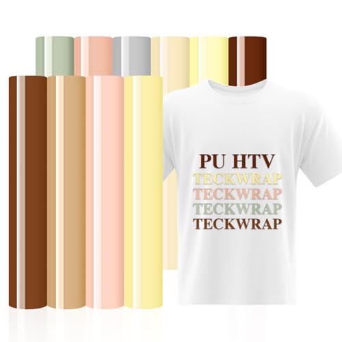 TECKWRAP 10 Blatt hautfarbene PU-Wärmetransfer-Vinylbögen, 30,5 x 30,5 cm, HTV-Vinyl für T-Shirts, Kleidung, Taschen und mehr, zum Aufbügeln auf Vinyl, geeignet für die meisten Schneidemaschinen, von TECKWRAP