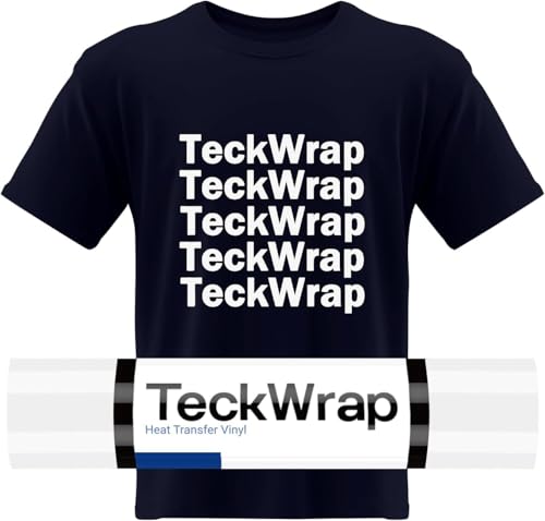 TECKWRAP HTV Wärmetransfer-Vinyl-Rollen – 30,5 cm x 1,5 m, weißes Vinyl zum Aufbügeln, Vinyl für T-Shirts, Heißpresse, Vinyl für DIY-Hitze-Vinyl-Design (weiß) von TECKWRAP