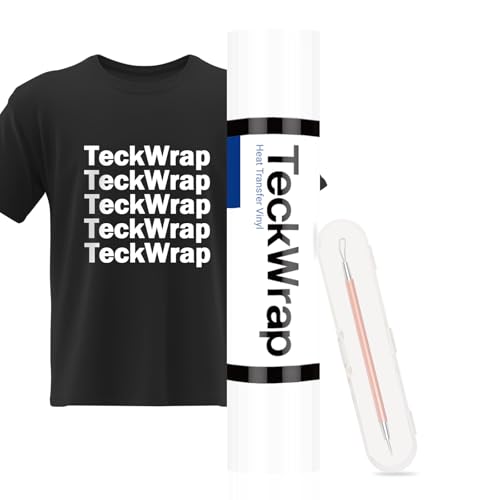 TECKWRAP Wärmetransfer-Vinyl-Rollen zum Aufbügeln, 30,5 cm x 4,5 m, zum Aufbügeln für Hemden, HTV-Vinyl-Wärmeübertragung, leicht zu schneiden und zu jäten, mit Unkrautstift (klassisches Weiß, 4,5 m) von TECKWRAP