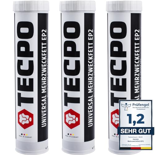 TECPO 3x Universal Mehrzweckfett 400g– Kartusche Schmierfett, Lithiumfett, Universalfett, KFZ-Schmierung, wasserbeständig von TECPO