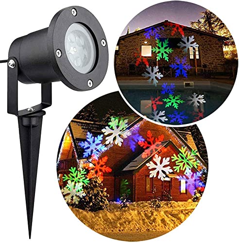 LED Projektor Weihnachten Schneeflocken Lampe Wasserdicht Projektionslampe für Innen und Aussen Dekoration Weihnachts Party Hochzeit Garten Bar (Bunt) von TEDD