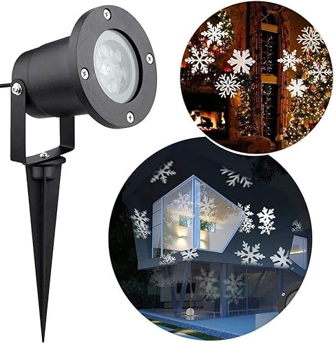 TEDD LED Projektor Weihnachten Schneeflocken Lampe Wasserdicht Projektionslampe für Innen und Aussen Dekoration Weihnachts Party Hochzeit Garten Bar (Weiß) von TEDD