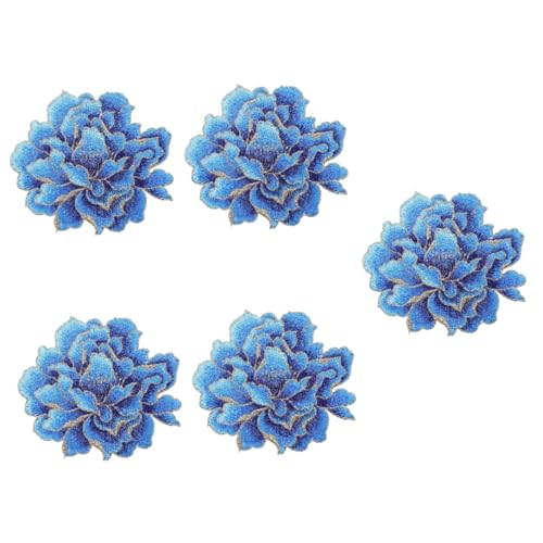 5st Pfingstrosen-stickpatch Kleidungsdekor Patch Aufnähen Kleiderapplikation Gestickte Applikation Flecken Blumenapplikationen Pfingstrose Patches Zum Aufnähen Polyester Blue TEHAUX von TEHAUX