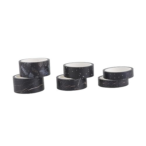 TEHAUX 1 Karton 6 Rollen Klebeband Blumen-Washi-Tape glitzerndes Washi-Tape Washi-Tape-Handwerk scrapbook scheckheft scrabook verpacktes Washi-Tape einfaches Washi-Tape Papier Black von TEHAUX