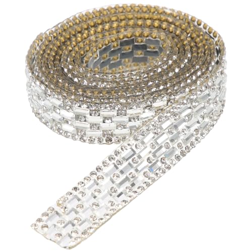 TEHAUX 1 Meter Rhinestone Band Dekoratives Strassband Für DIY Kostüme Bastelarbeiten Und Bekleidungsaccessoires Glaswasserstein Heißkleberbeschichtet Vielseitig Einsetzbar von TEHAUX