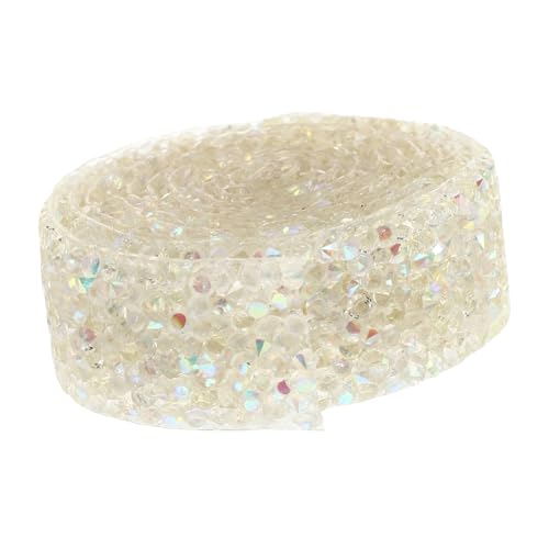 TEHAUX 1 Rolle Bohrstange Edelsteine Perle Leitung Glänzend Bausätze Fleck Verschönerung Funkeln Klebrig Randbereich Weihnachtsglitzerband Schleife Diamant Reflektierend Harz Beige von TEHAUX