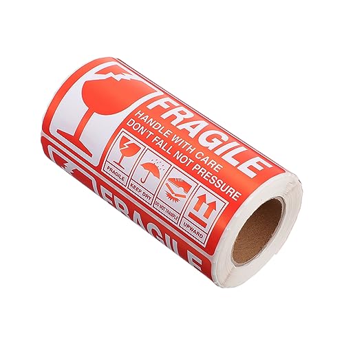 TEHAUX 1 Rolle Fragile Adhesive Vorsicht Up Fragile Aufkleber Etiketten Für Versand (rot) von TEHAUX