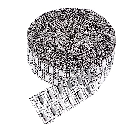 TEHAUX 1 Rolle Funkelndes Strassband Mit 8 Reihen Glitzerndes Mesh Ribbon Für DIY Schmuck Bastelprojekte Und Dekorationen Kunsthandwerk Zubehör Aus Faux Diamanten 10 Yards von TEHAUX