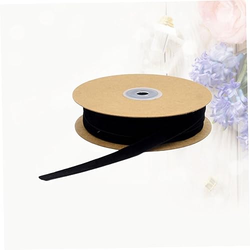 TEHAUX 1 Rolle Geschenkverpackungsband Feiertagsband Hochzeitsdekoration Bedrucktes Ripsband Goldenes Satinband Blumensträuße Wickelband Weihnachtsdrahtband Spitzenbesatz Golddekor Black von TEHAUX