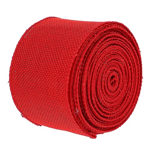 TEHAUX 1 Rolle Gurtbandimitat Aus Leinen Verdrahtete Bänder Bastelband Machen Sackleinen Diy Girlandenband Zierband Für Kränze Gartenband Band Verpackungsband Polyester Rot von TEHAUX