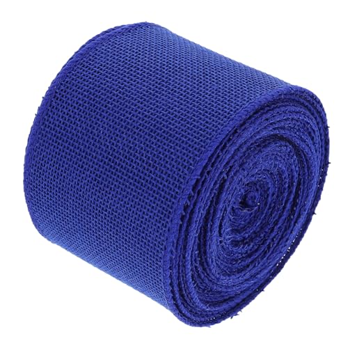 TEHAUX 1 Rolle Gurtbandimitat aus Leinen seidenband ribbon rückengürtel rückenbandage eheringe Hochzeitsdekorationen für die Zeremonie Sackleinen Hanfband Wickelband Polyester Blue von TEHAUX