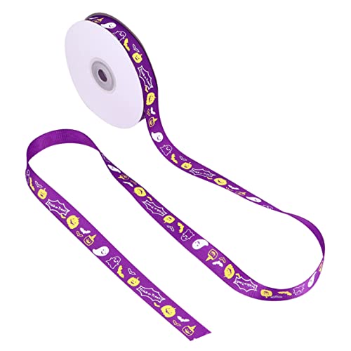 TEHAUX 1 Rolle Halloween-Geschenkband Dekor Halloween-Zubehör Grosgrain-Bänder Tür geschenkband halloween halloweendeko Geschenkverpackungsband Halloween-Verpackungsband Polyester Violett von TEHAUX