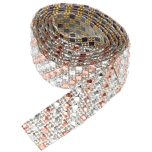 TEHAUX 1 Rolle Strassband Aus Glas Haarbänder Ästhetisch Gesamt Strass-mesh Geflochten Hotfix-strasssteine Gold Trimmen Randbereich Silbernes Band Seide Rosa Schleife Schmuck Aufkleber von TEHAUX